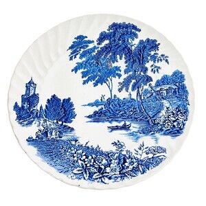 Swinnertons The Ferry Blue Dinner Plate 10” Vintage England Transferware